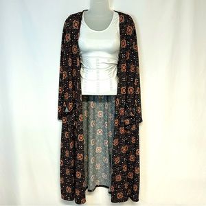 LuLaRoe Duster Cardigan Sweater Size M Open Front Long Sleeve Multicolor Boho
